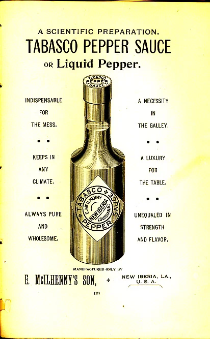 An advertisement for Tabasco, 1900. Click HERE for source.