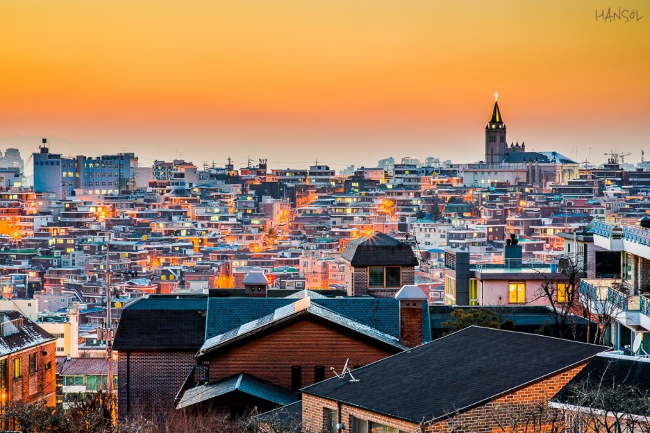 Haebangchon, smack in the middle of Seoul. It's almost like a quaint town in Italy...except it's in Korea.