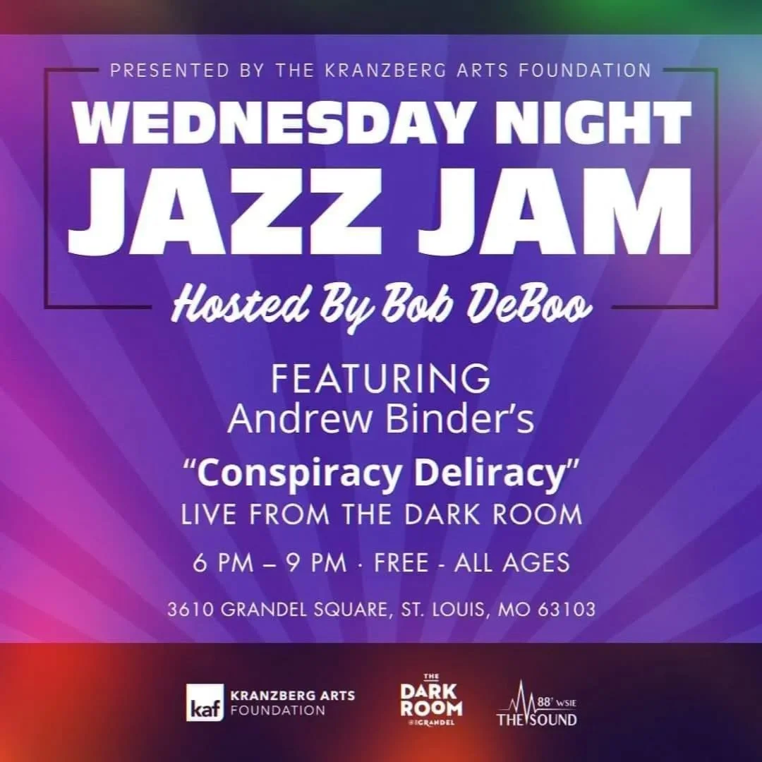 Some conspiracy jazz to go with your Halloween week festivities. We'll be celebrating the Conspiracy Deliracy album being 1 year old, playing some old and new conspiracy inspired original music. Looking forward to hitting with a STL version of the ba