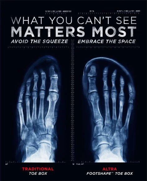 From the Altra website, behold the breathing space with an expanded toe box. Ahh!