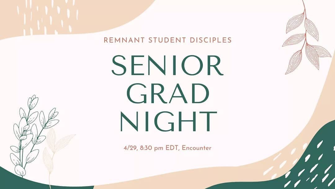 join us TODAY, 4/29 at ENCOUNTER to celebrate the RSD seniors 🍞🍞🍞!
event; RSD Grad Night 2021
time; 8:30 pm EDT
place; https://bit.ly/encounternyclg
attire; white (seniors) &amp; blue (everyone else)!

see you there 👋🏻