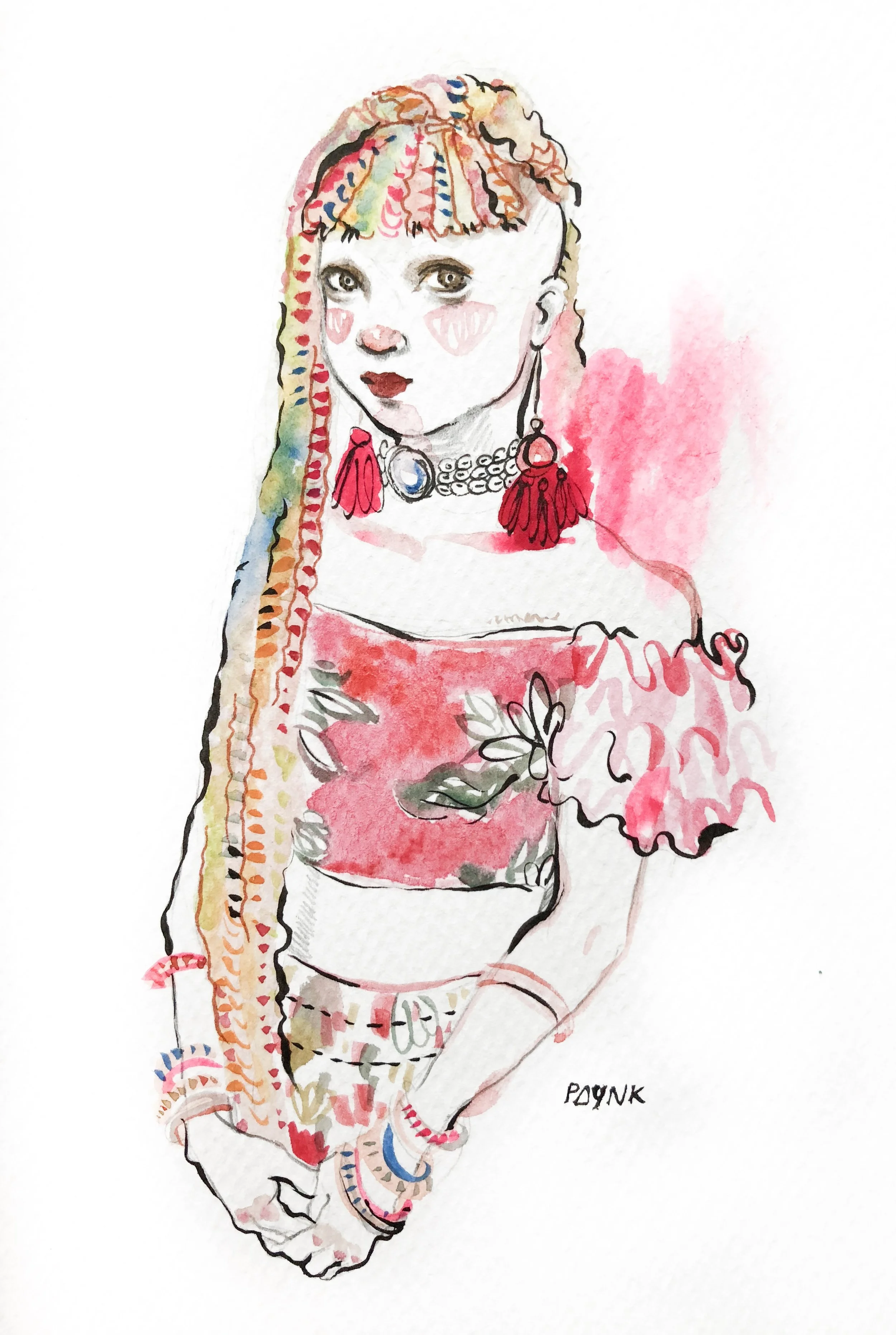 Aris | fashion and blogging extraordinaire Aris is one of those people that catches everyone's attention immediately and embrace it like her own skin. I really enjoyed drawing her because it's so apparent that she dares to be different, and be herself, and just doesn't really care if you stare. Please go check out her website, it's cool ttm.