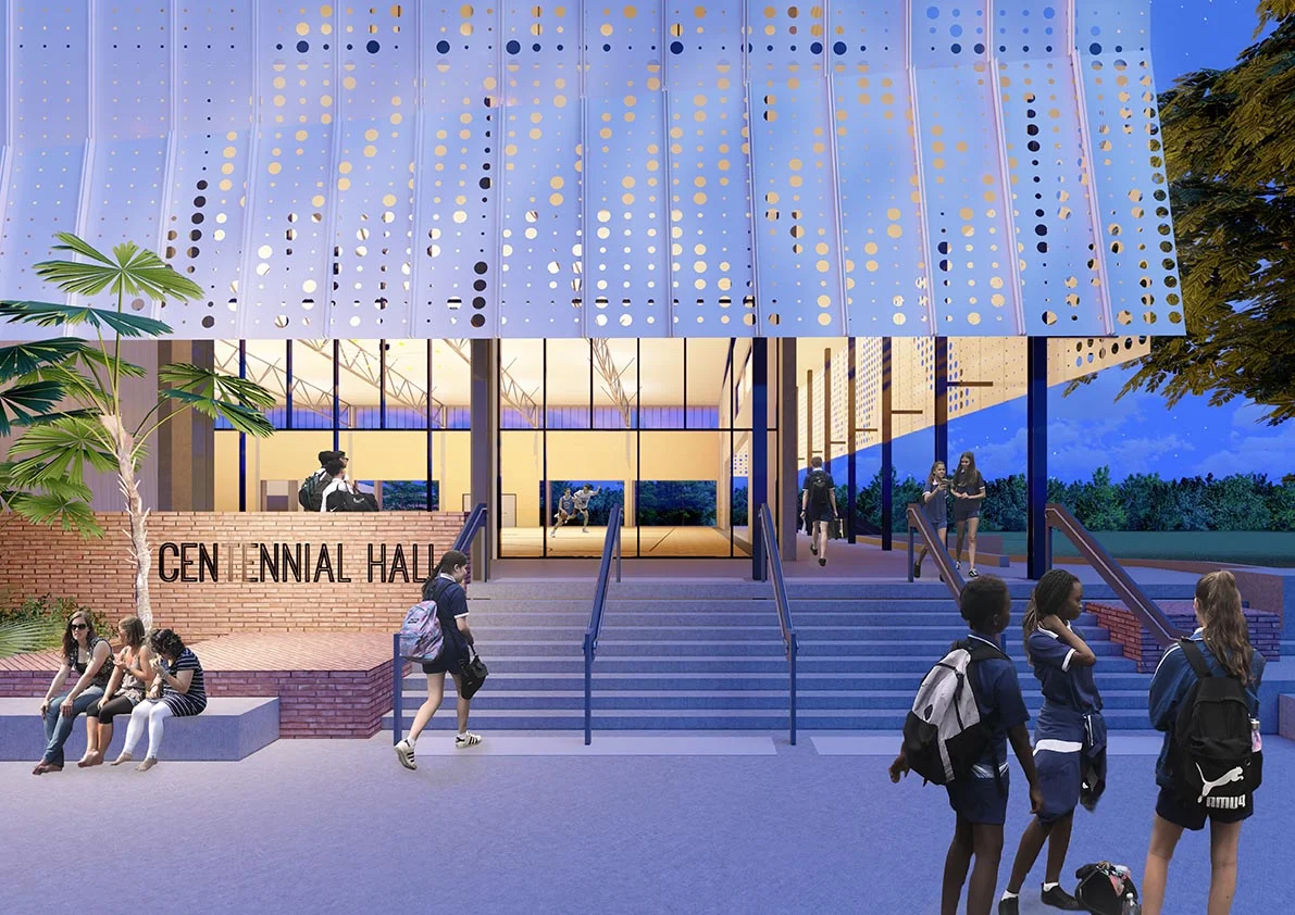 Grafton Street entry to Cairns State High School’s new Centennial Hall by TPG Architects
