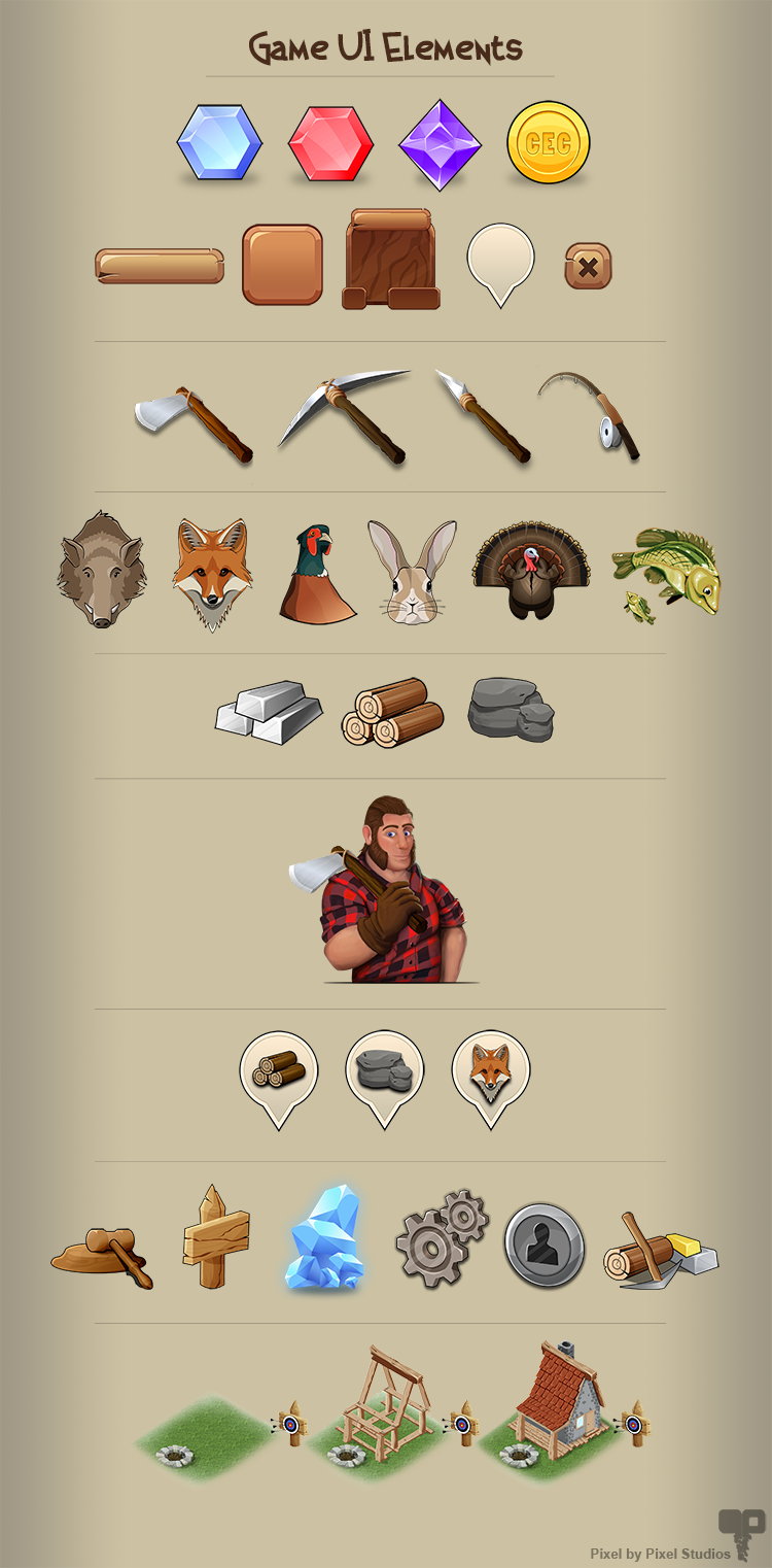 Crazy Economy Craft UI 2D elements 
