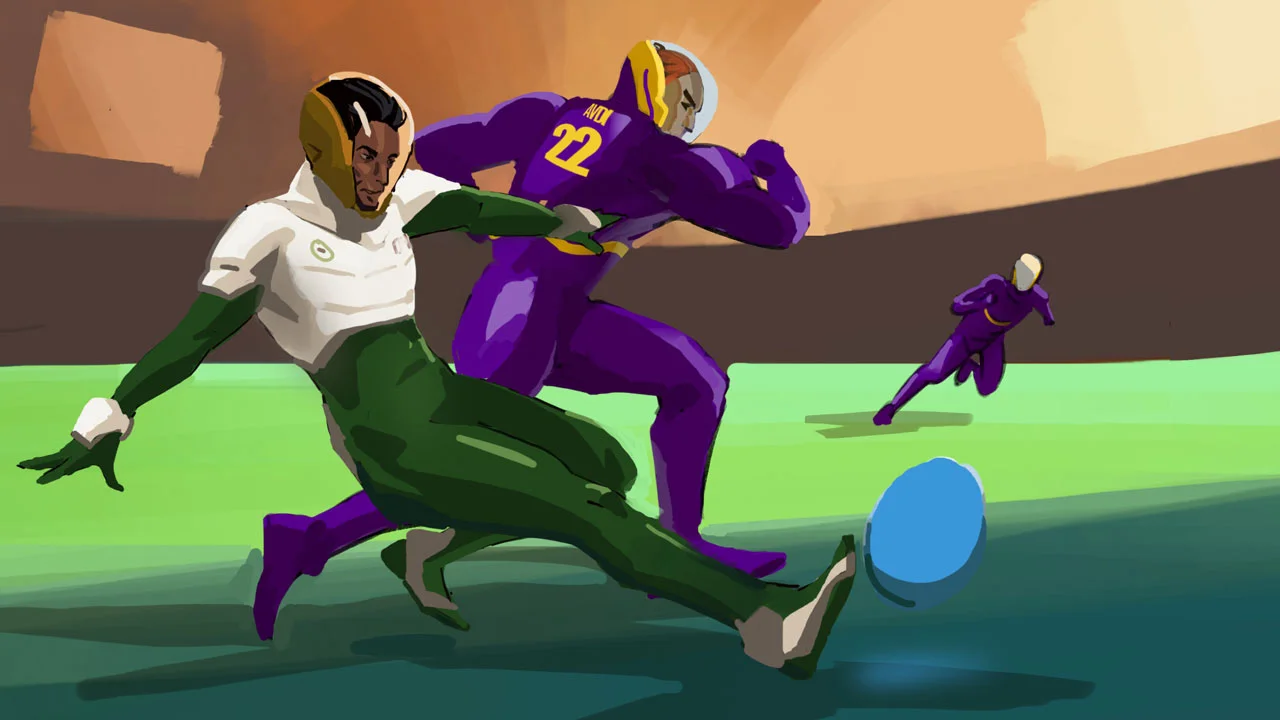 Titans 22 Avdi collides with Al'amal 8 Fayad.