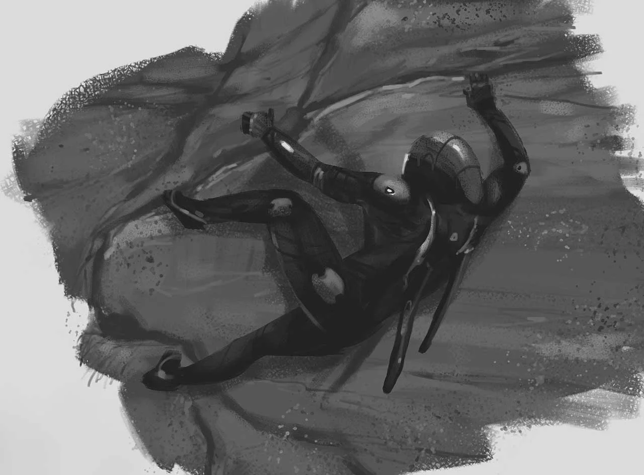 Sketch by Shaun Mullen, capturing the whole mortal vs. Mars vibe.