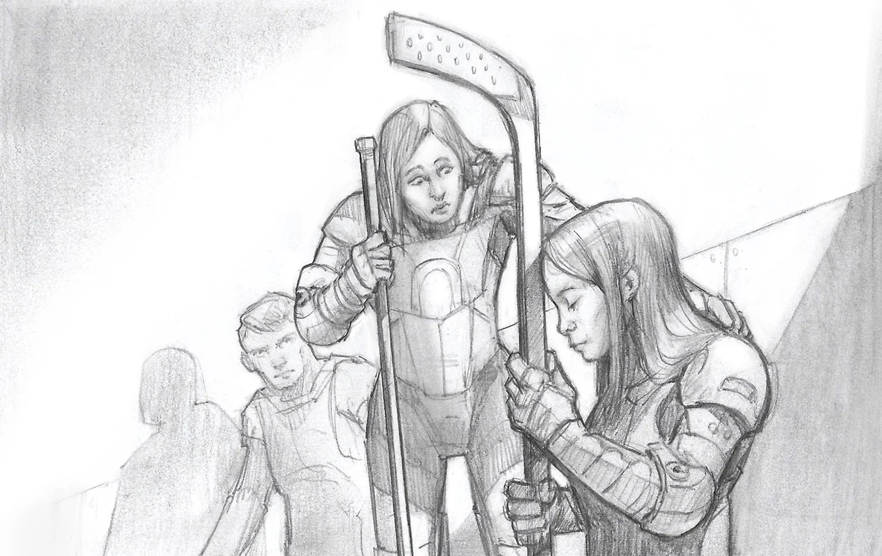 Half way through the exhibition schedule, Sands can't catch a break losing their 4th in a row. Right-to-Left: Mitchell Cruz (Captain/Defenceman), Priya Christensen (Goaltender) and Jessie Andersen (Forward)