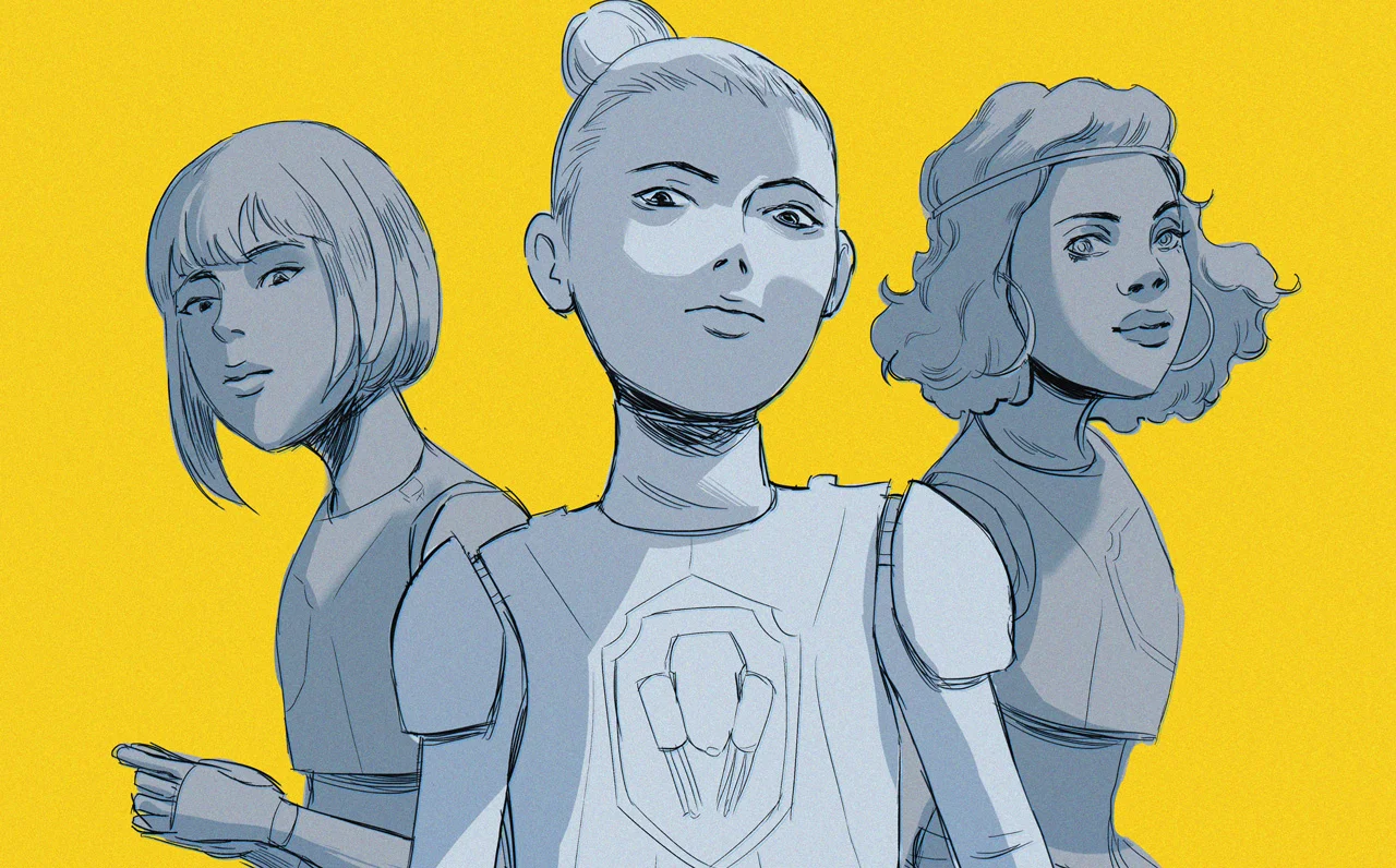 The girls from San Olympus – Moles captain Janice-Campbell (centre) with defensemen Vicky Li and Kara Okeke by her side.