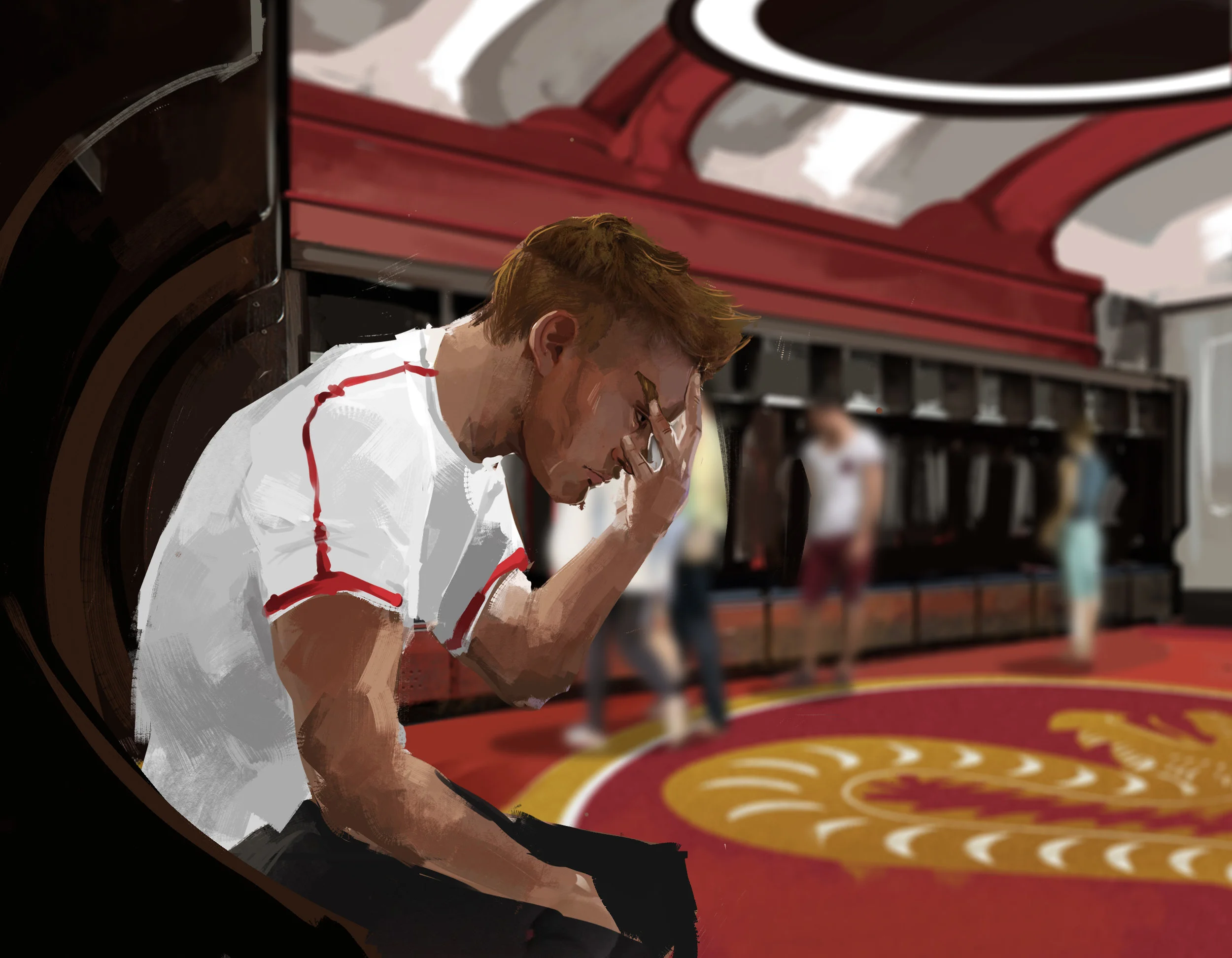 ekberg in the dongji team vehicle post game.