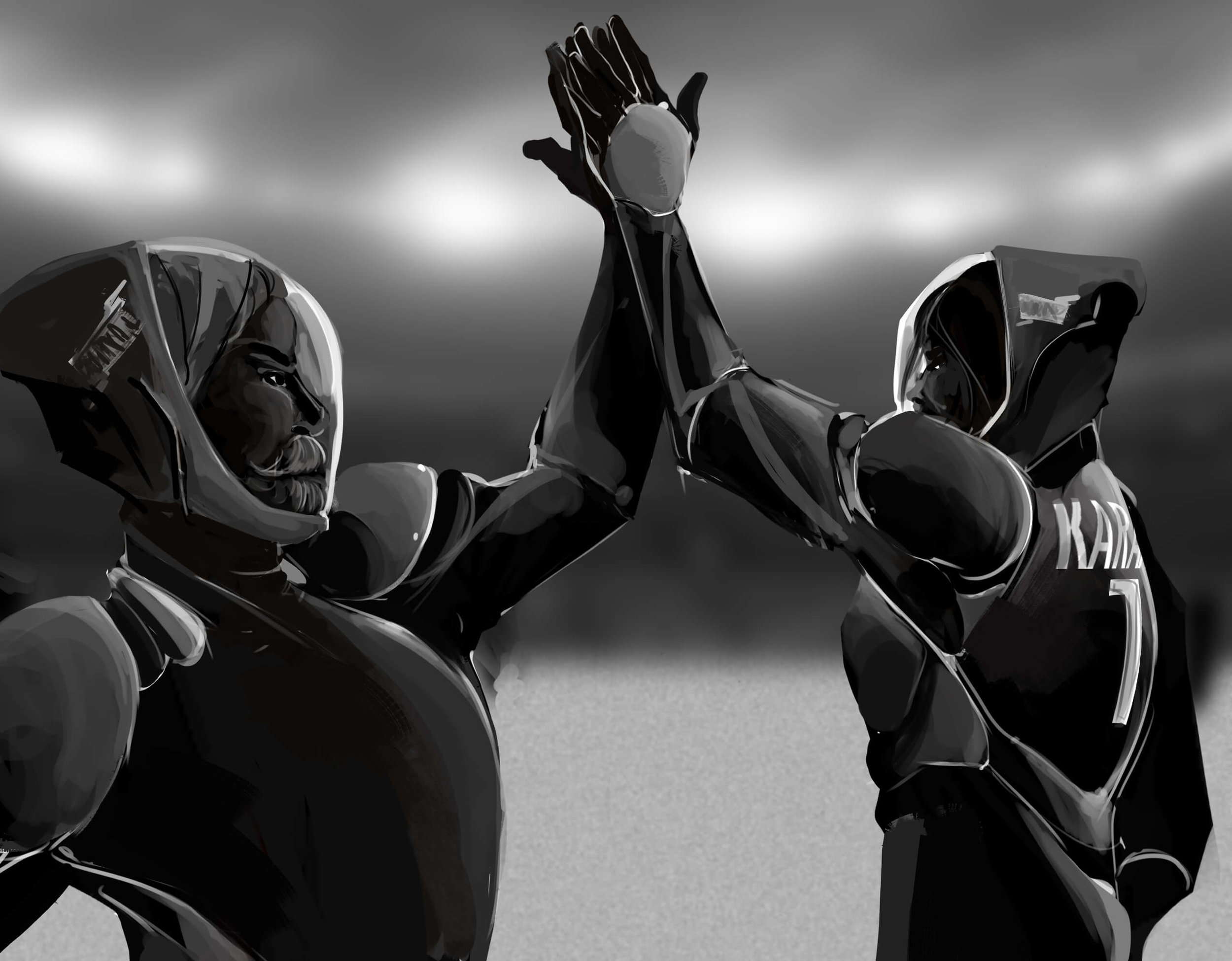 Samrend and Karaaria from the Dynamos high-five after the match.