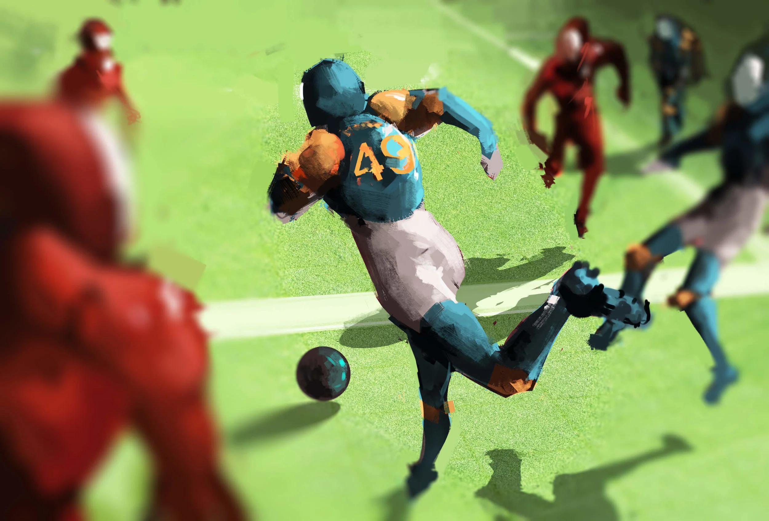 Mangat breaks through the dongji defense to score the first goal of the match.
