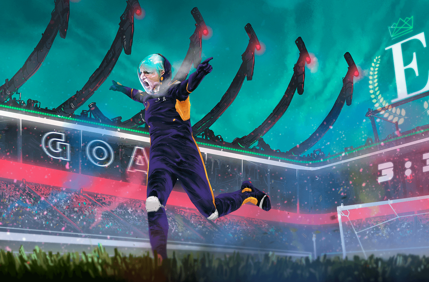 Barnato celebrates after scoring the goal that ties the match—saving UNited from defeat.