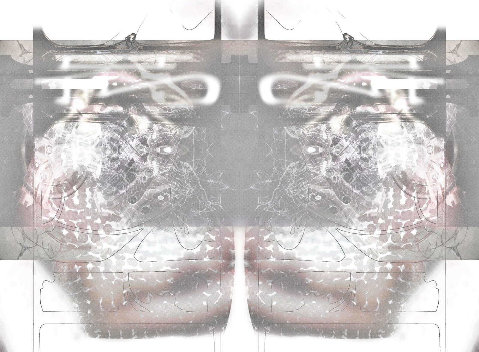 A digital collage; a dream, but symmetrical.