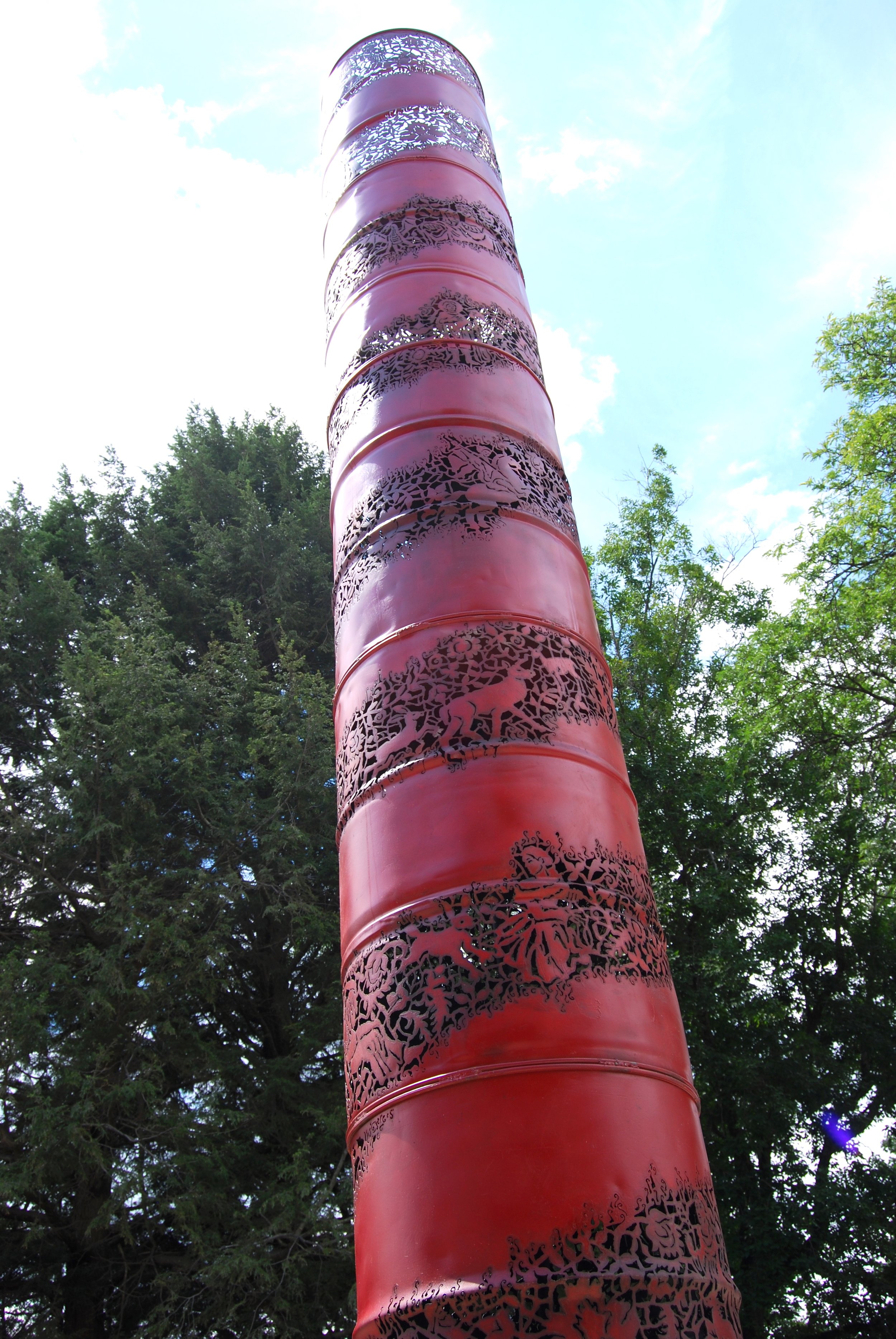 13-Oil drum Colum, Plasma-cut steel, 15'x 3',2008.JPG