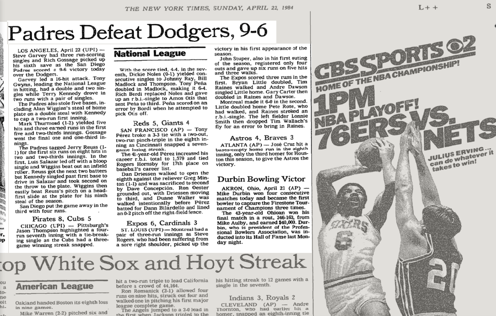 The New York Times, Sunday, April 22nd, 1984