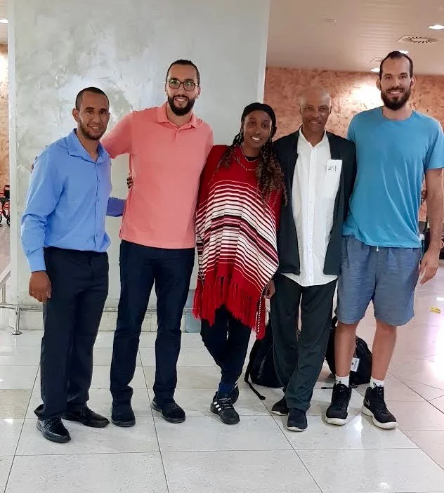 Jim Cleamons (center, right) and I are joined by Mounir, Mehdi, and Hichem, founders of "A Bucket and a Dream"