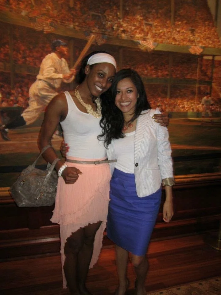 My other freshman year roommate Amanda was a fiercely loyal woman from my motherland Maryland. Here she is seen supporting my WNBA career when I would play the Washington Mystics and we would get together afterwards.