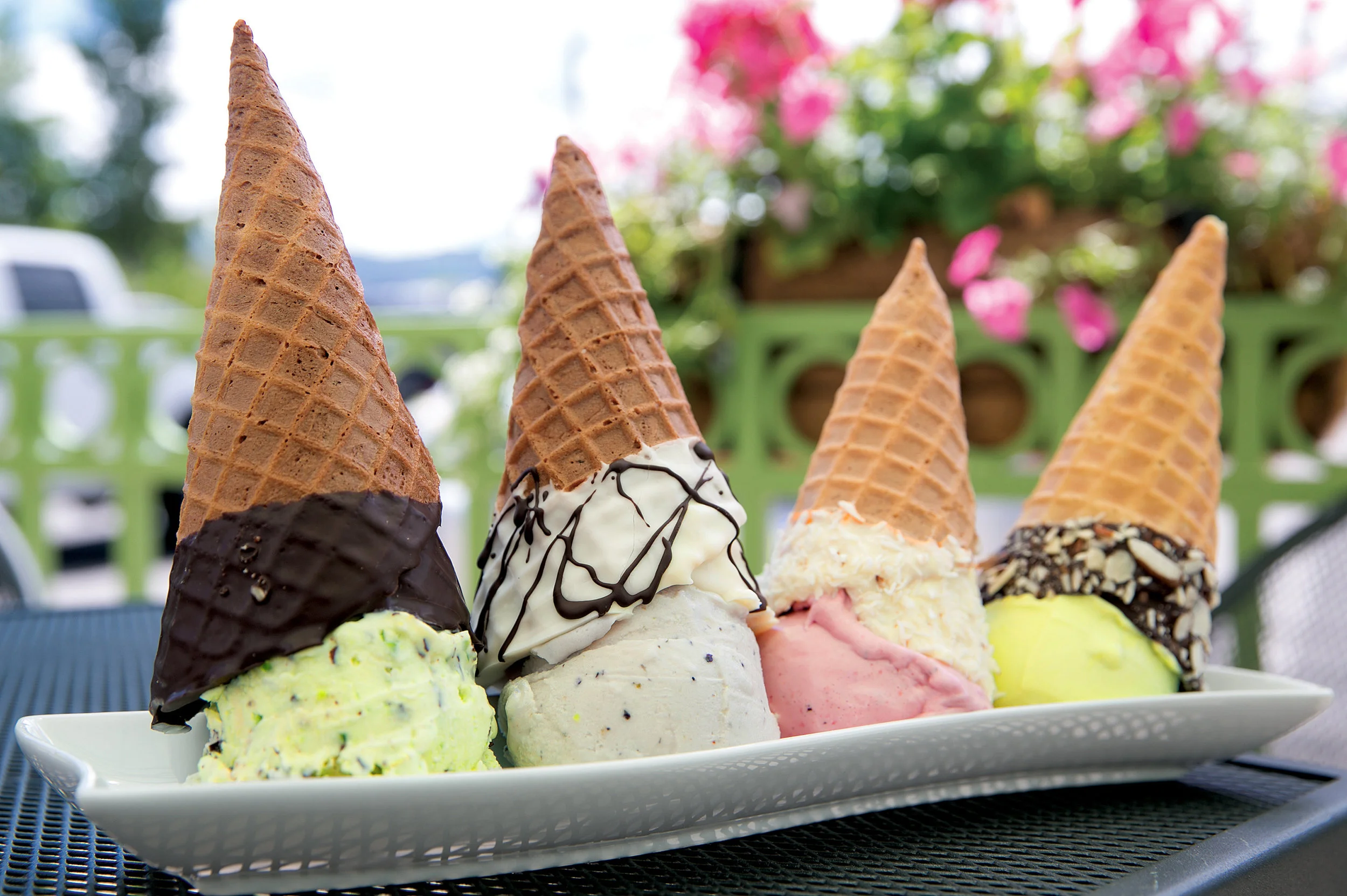 Delicious homemade gluten free, chocolate dipped, or regular cones.