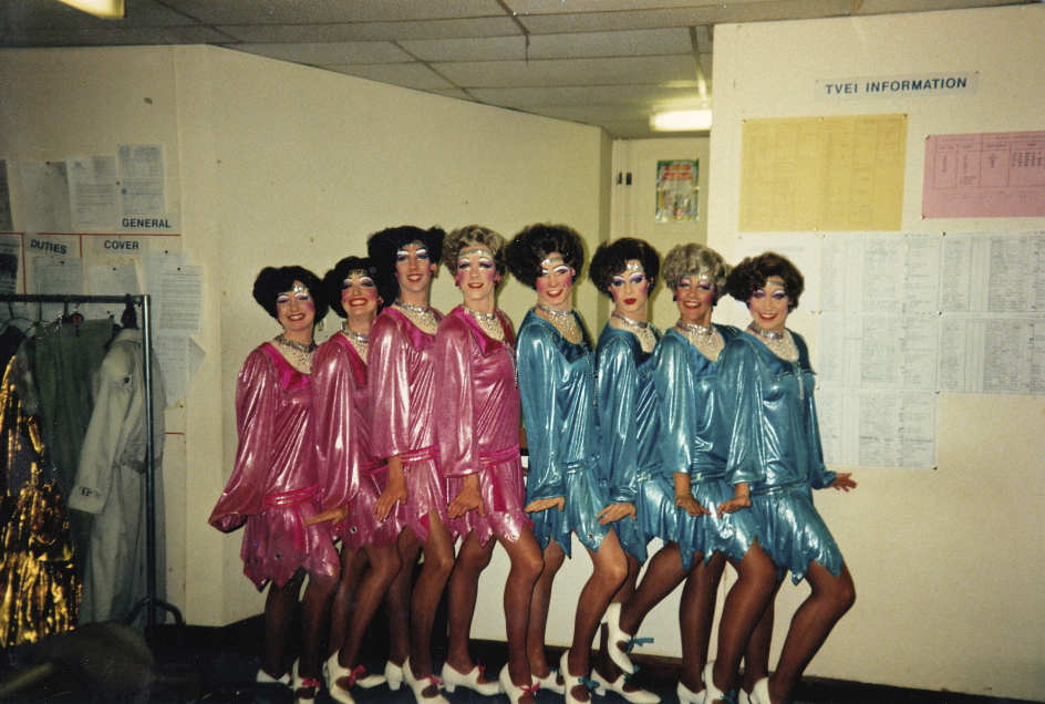 Justine 1st on right-tap outfit- La Cage Aux Folles 92 .jpg