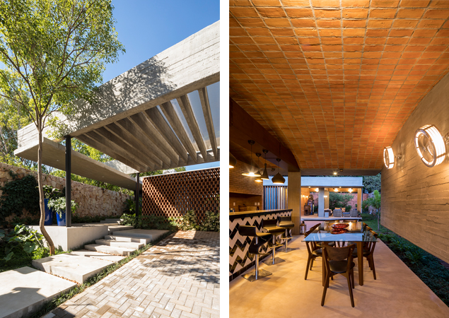 Versatilidad del Ladrillo - Casa Patios - izquierda © Federico Cairoli, derecha © Leonardo Mendez