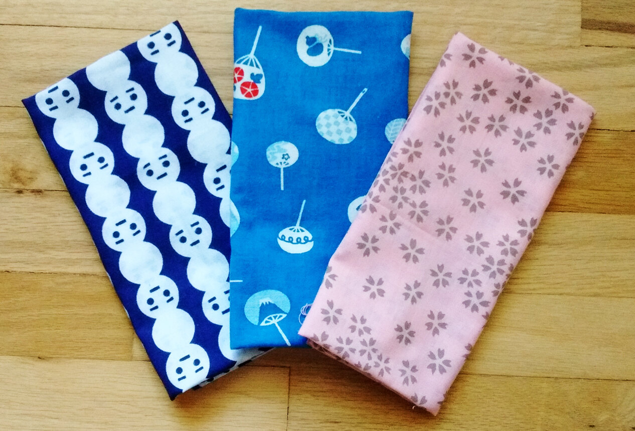 Japanese 35"L x 13"W MAMESHIBORI TENUGUI Hand Towel Headband Dots Made in Japan 