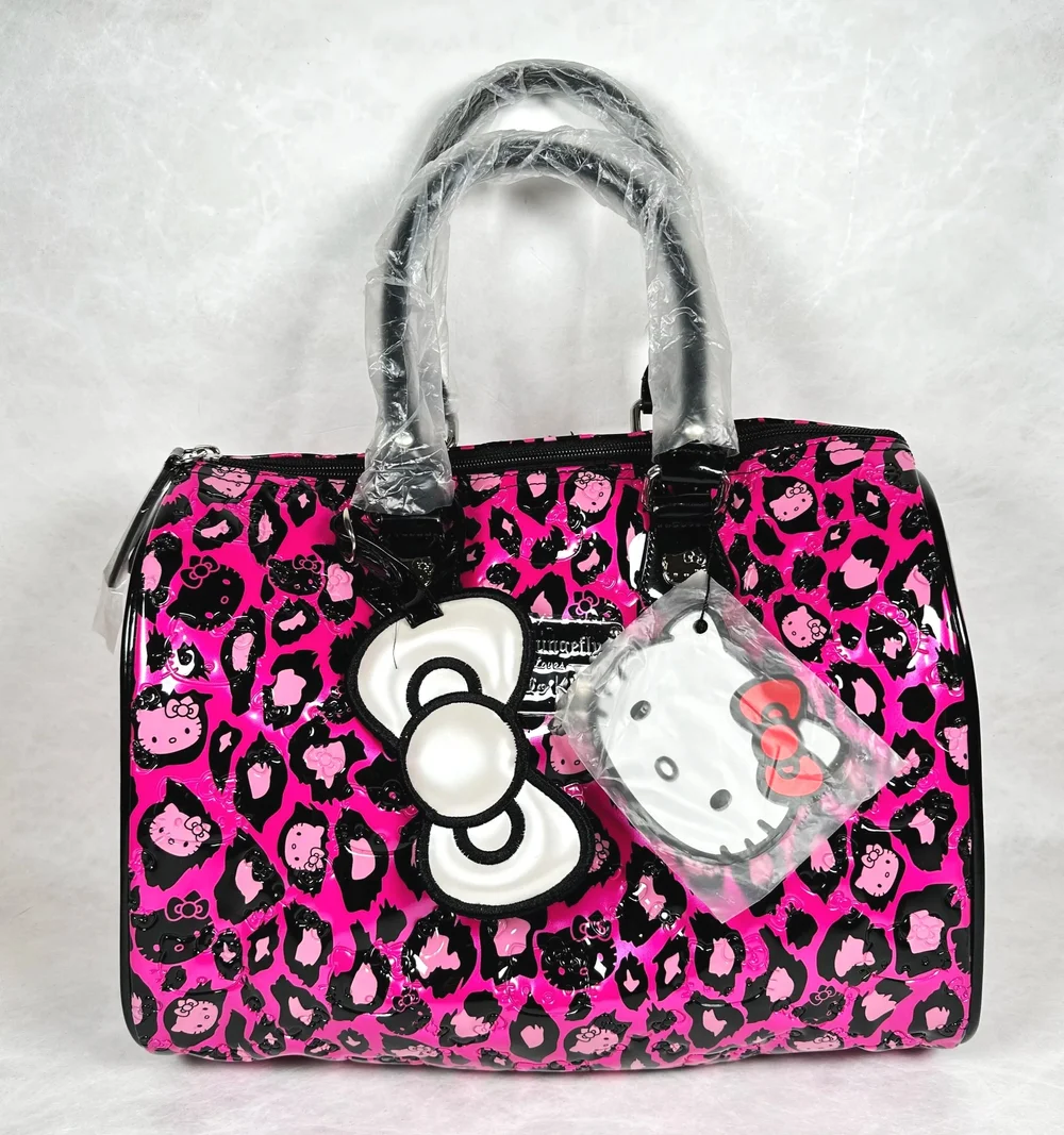 hello kitty backpack red leopard Pink Plush Mini Pouch (Leopard Cat Series) Zippered Main Compartment Hello Kitty Leopard Backpack |