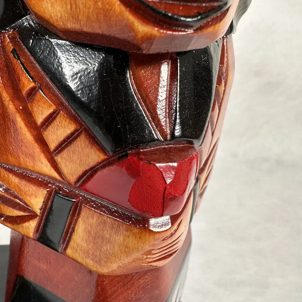 A Pair of Wooden Dolls Depicting Ainu People — Japanese Cultural