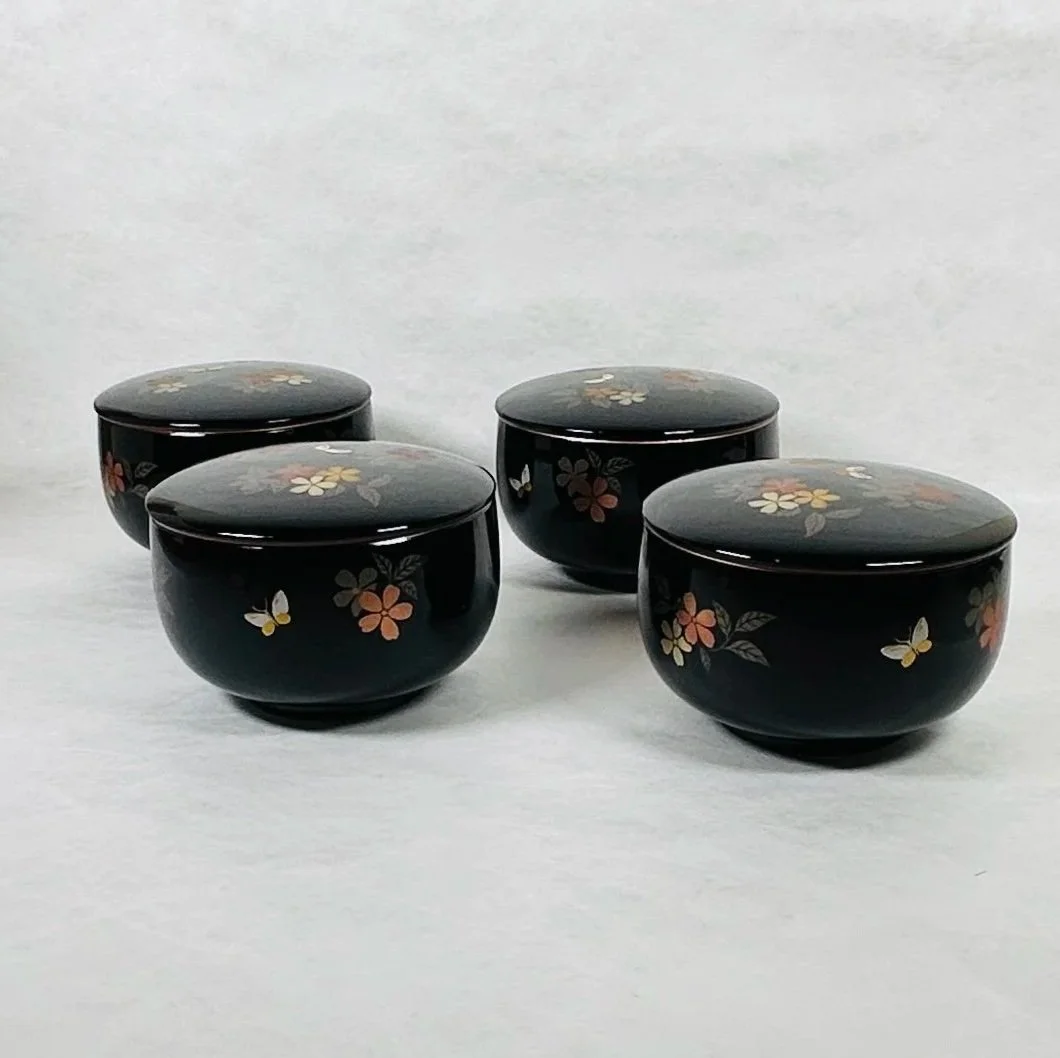 New - Set of 4 Lacquerware Bowls with Lids — Japanese Cultural