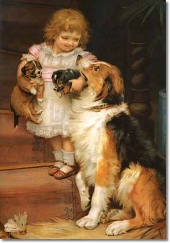 If these two puppies don't look just like Maisie and Chisum, painted by Sir Arthur J. Elsley