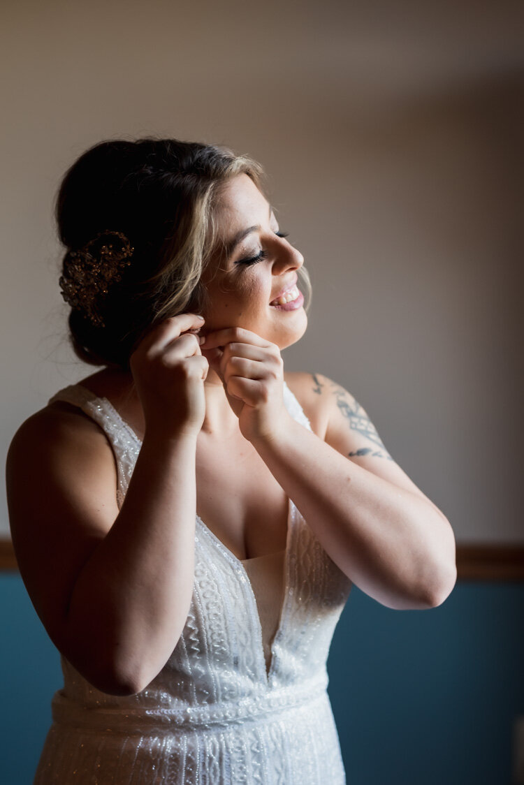 Bride getting ready for Fargo Wedding at Sts. Anne &amp; Joachim Church