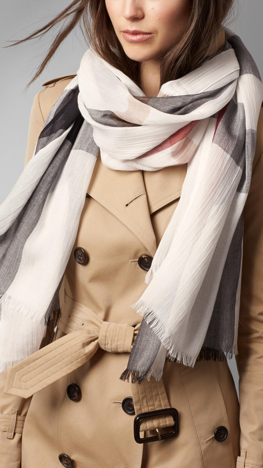  Burberry // Check Modal Cashmere and Silk Scarf 