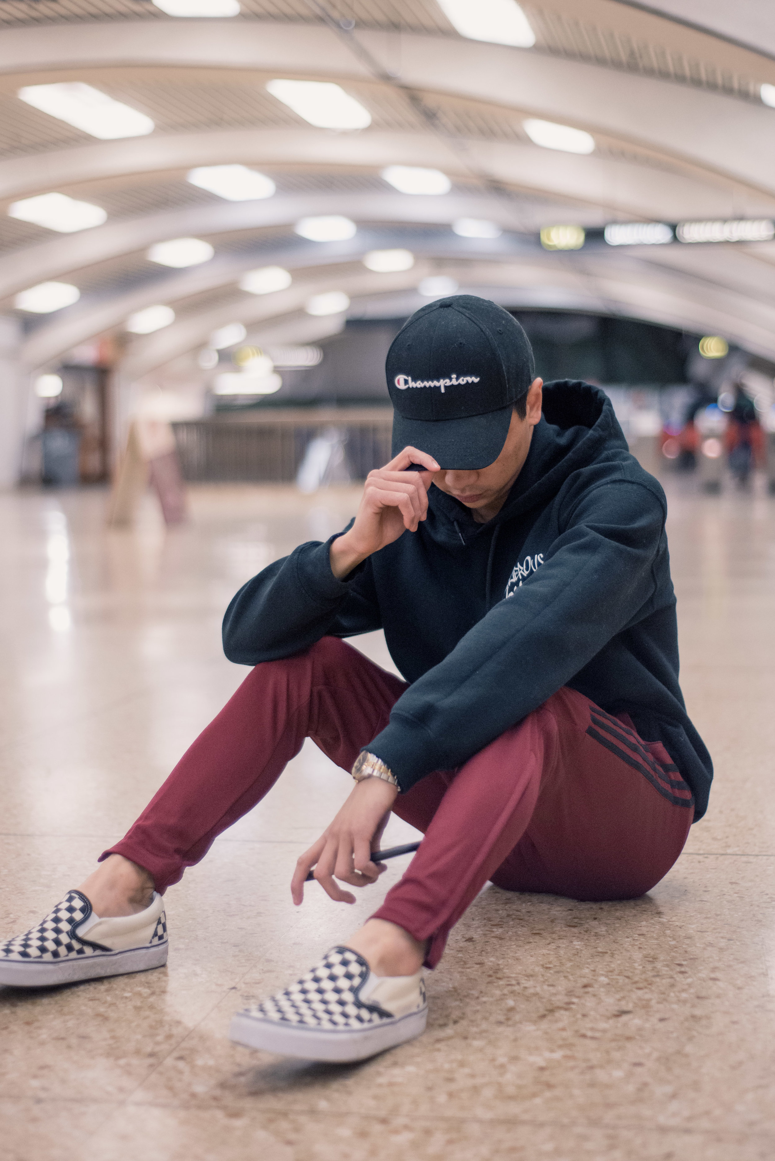 vans slip on checkerboard outfit 