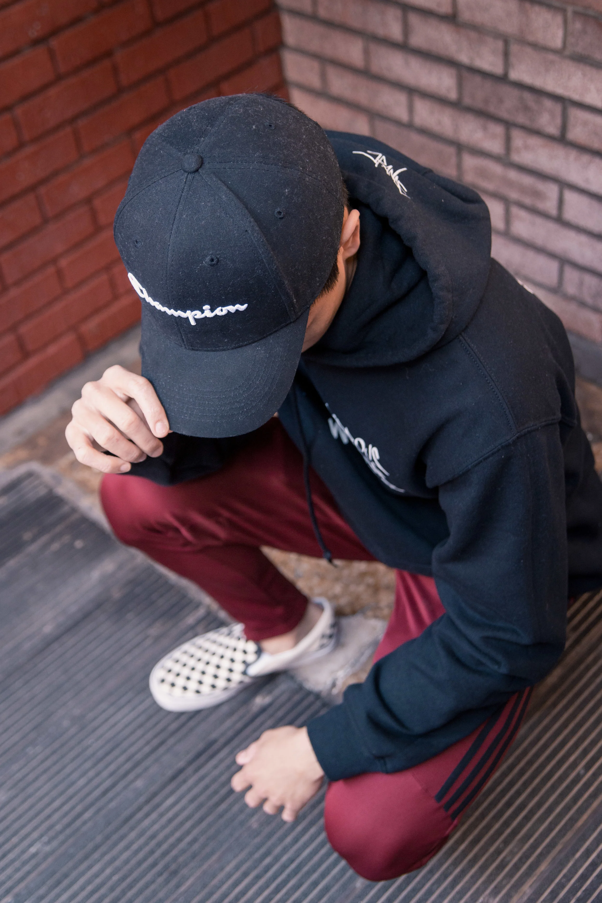 black slip on vans with flames