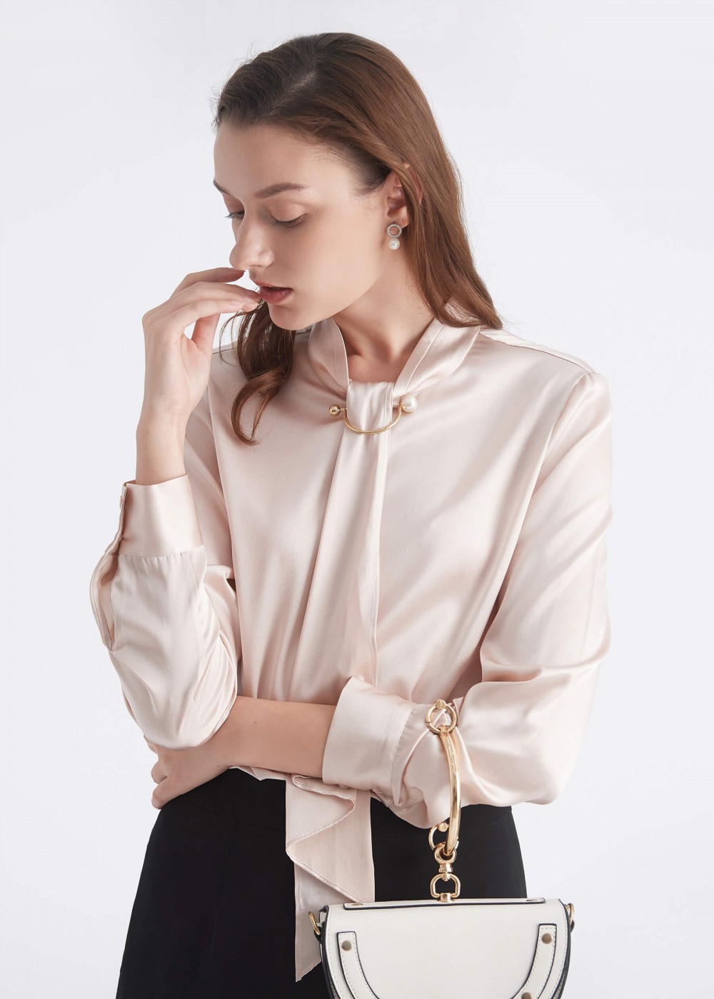 LilySilk - Silk tie neck blouse