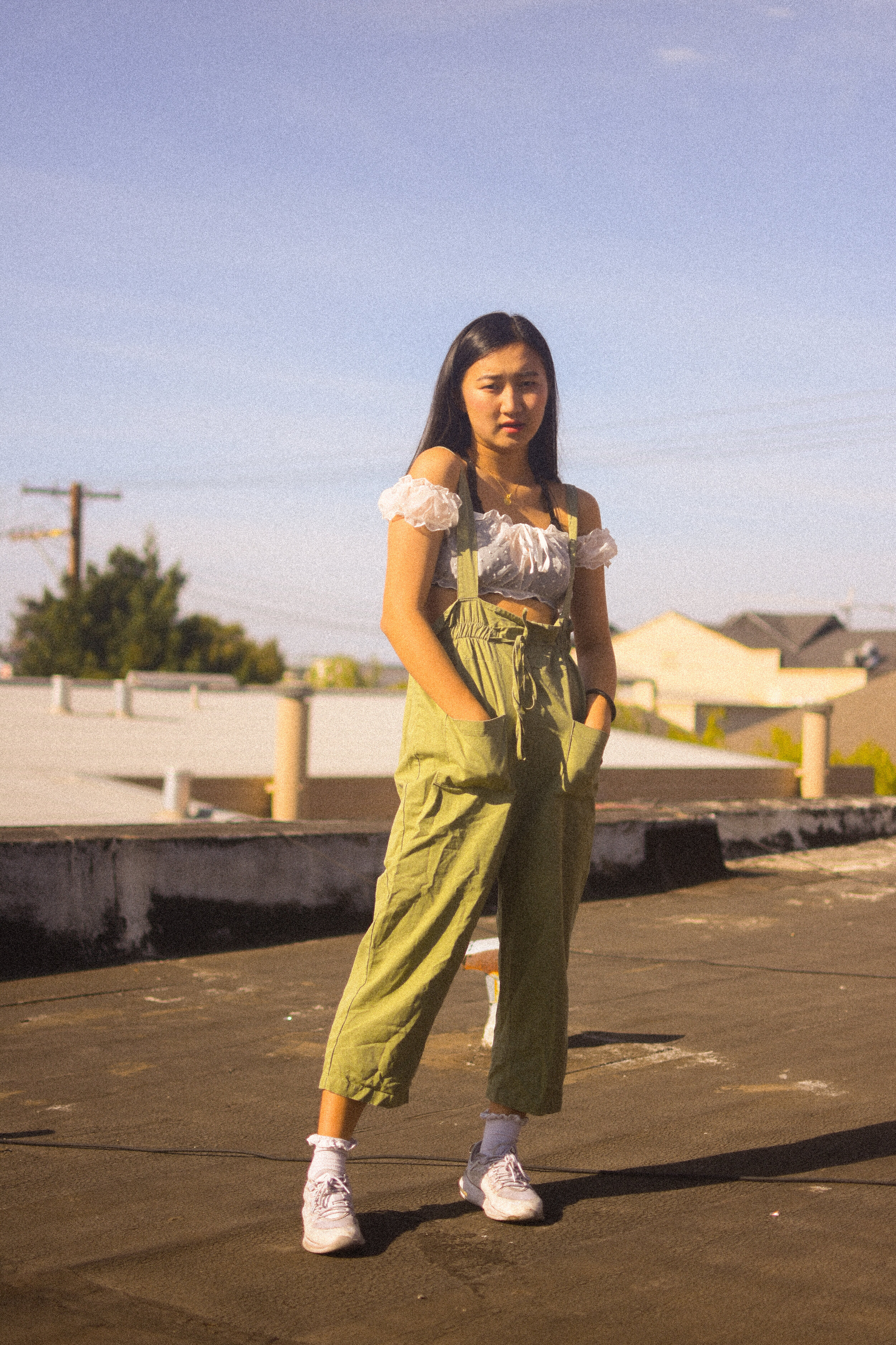  Green overalls from Buffalo, top from online 