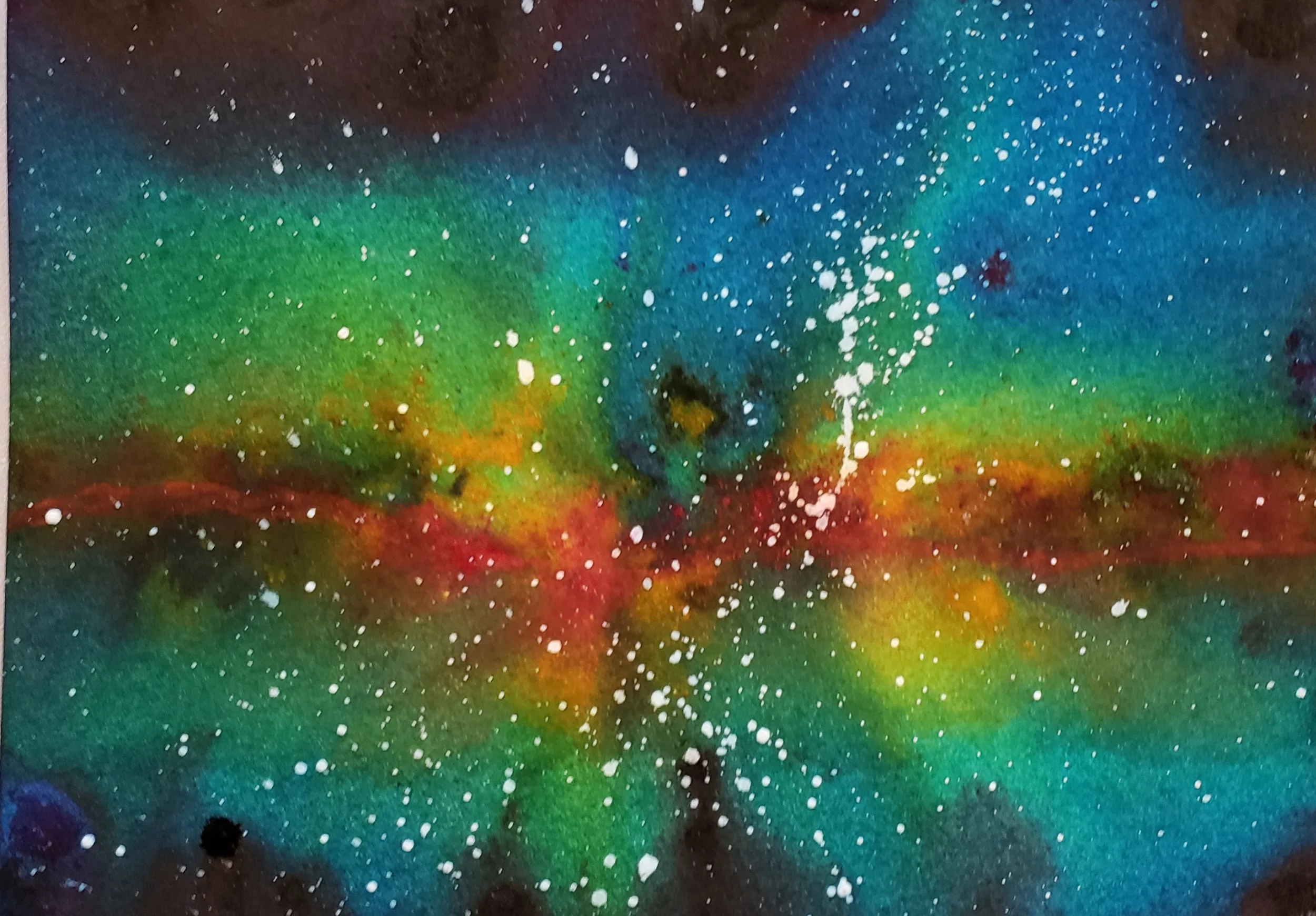 "Star Road" 2018-04-26 Watercolor, Brusho, Gouache on Saunders Waterford watercolor paper