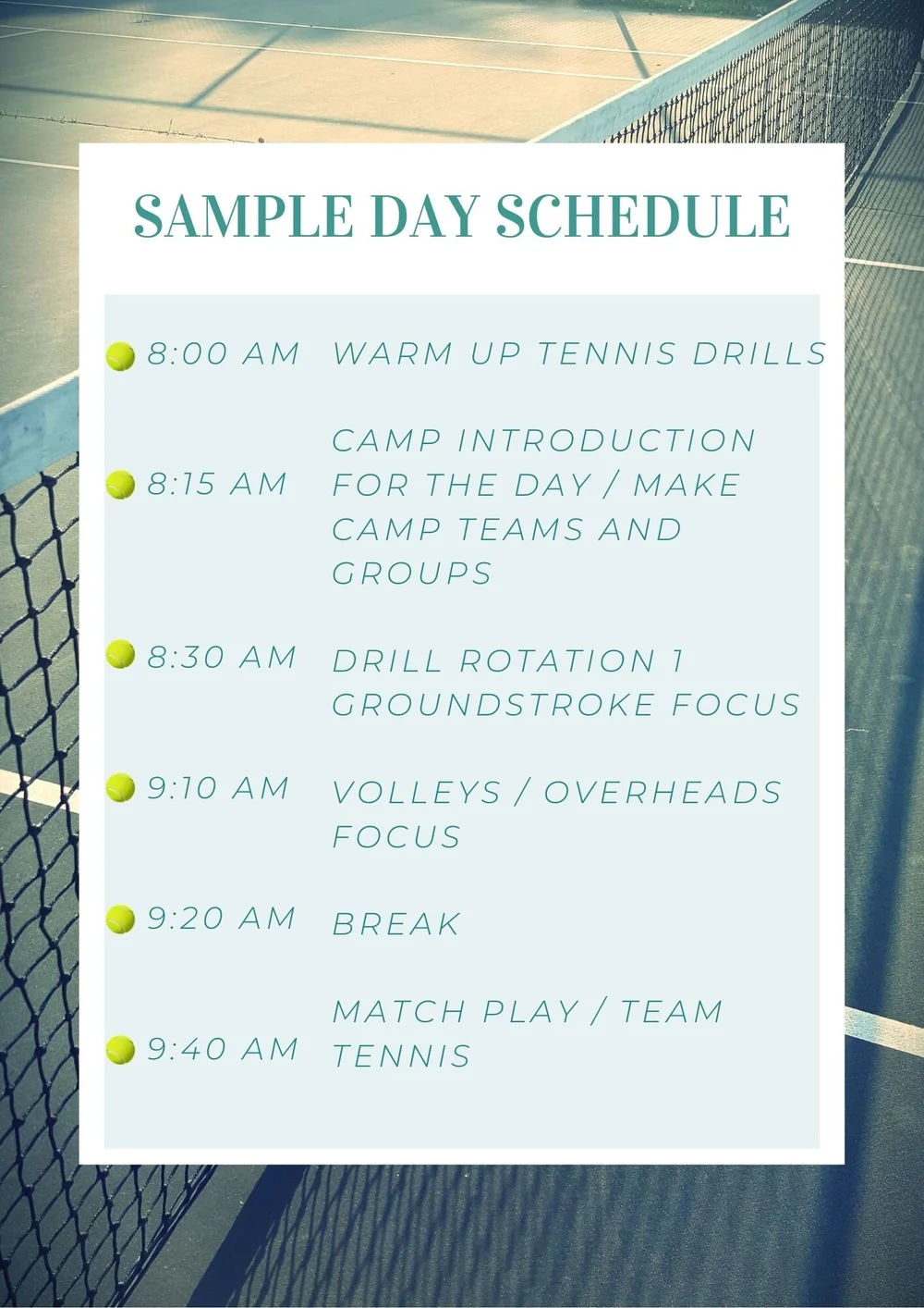 Summer Camp Landing Page Franco Tennis Academy