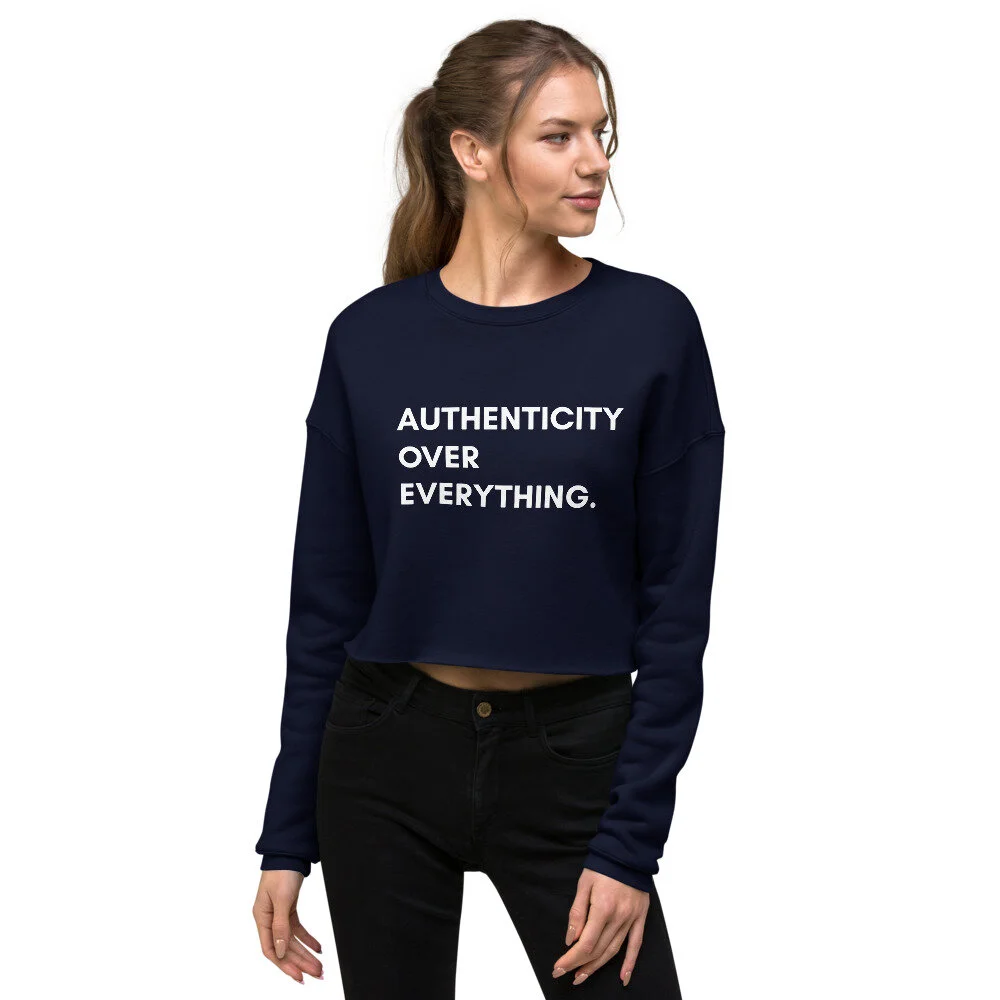 cropped navy sweatshirt