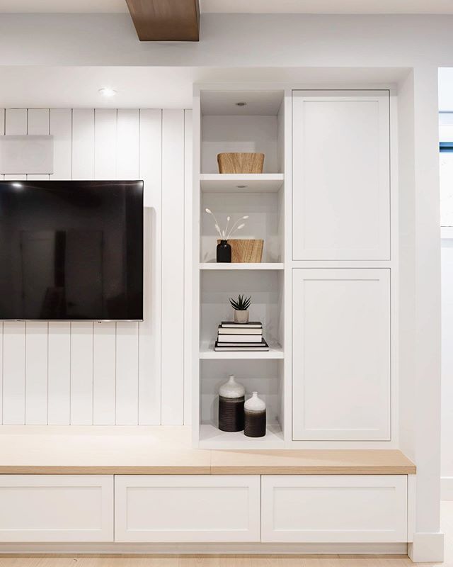 Custom millwork and contrasting ceiling beams in the family room of a recently completed new home build in  #Vancouver. #MD17thave
Interior Design: @moordesign 
Built By: @asanti.homes 
Photo: @ishot.ca