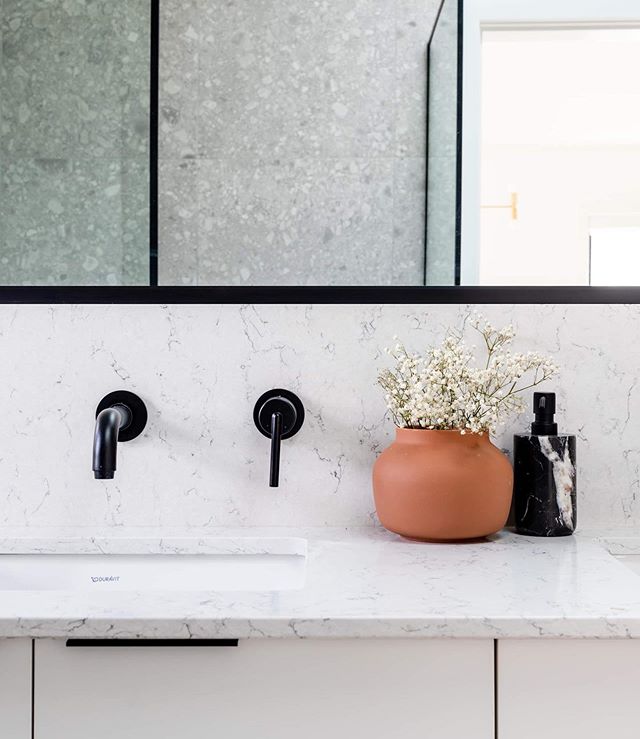 Master Bedroom Ensuite | We loved working with this client on their new custom home in Vancouver. They wanted to take some design risks and do something different in this room and we love the finished look 👌