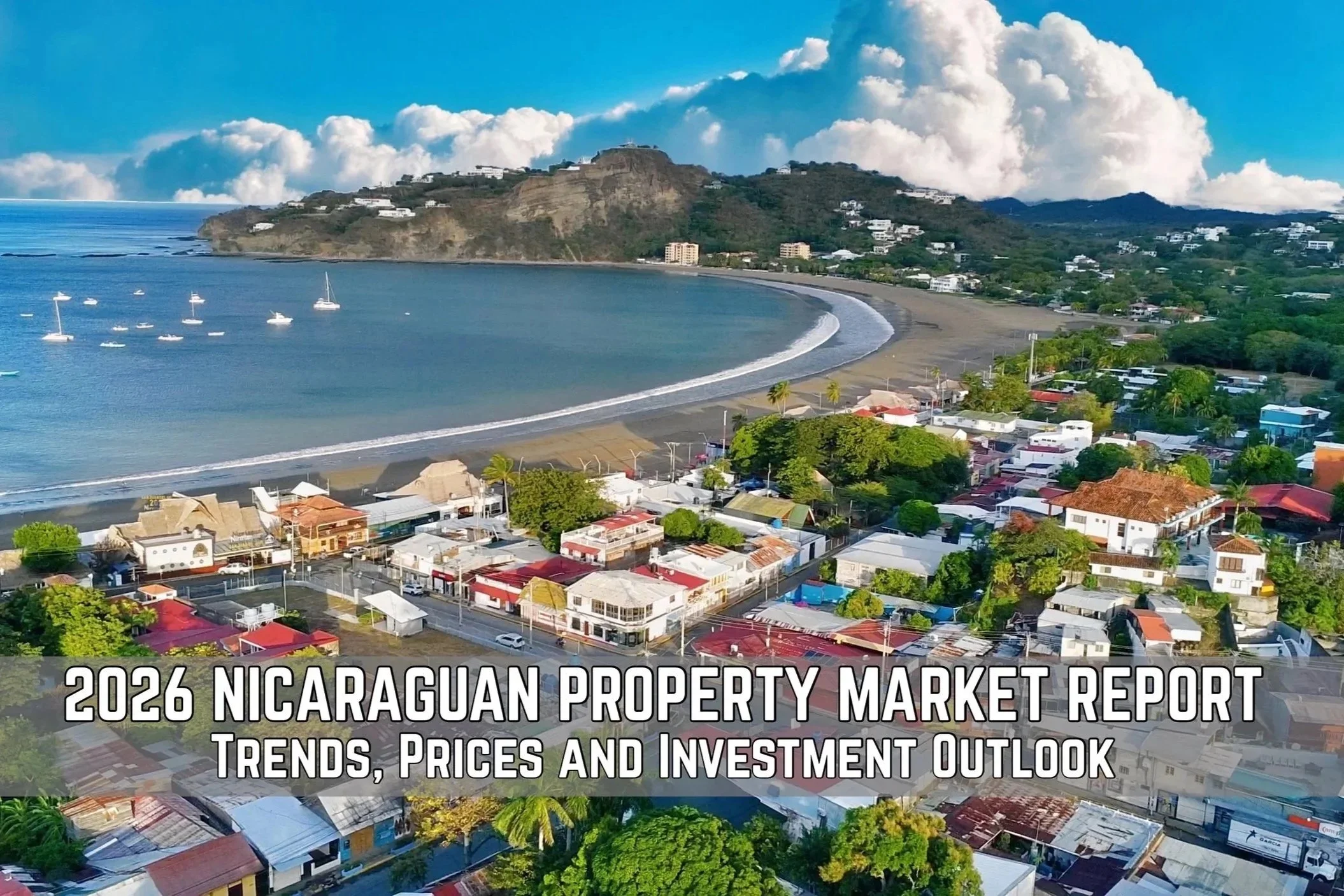 Drone photo of San Juan Del Sur town property market report for nicaragua in 2026