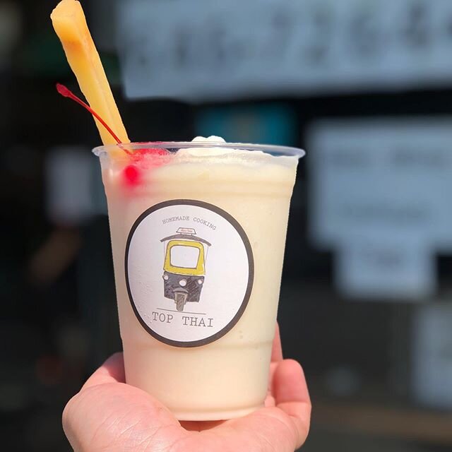 Frozen Pina colada @topthai_greenwich @topthai_vintage .

Beer 🍺 &amp; wine 🍷 plus cocktails Togo @topthai_greenwich 
We are re-open again now. Action and take advantage to order the food ASAP with us @topthai_greenwich 
Call us 646-726-4418
.
. @g