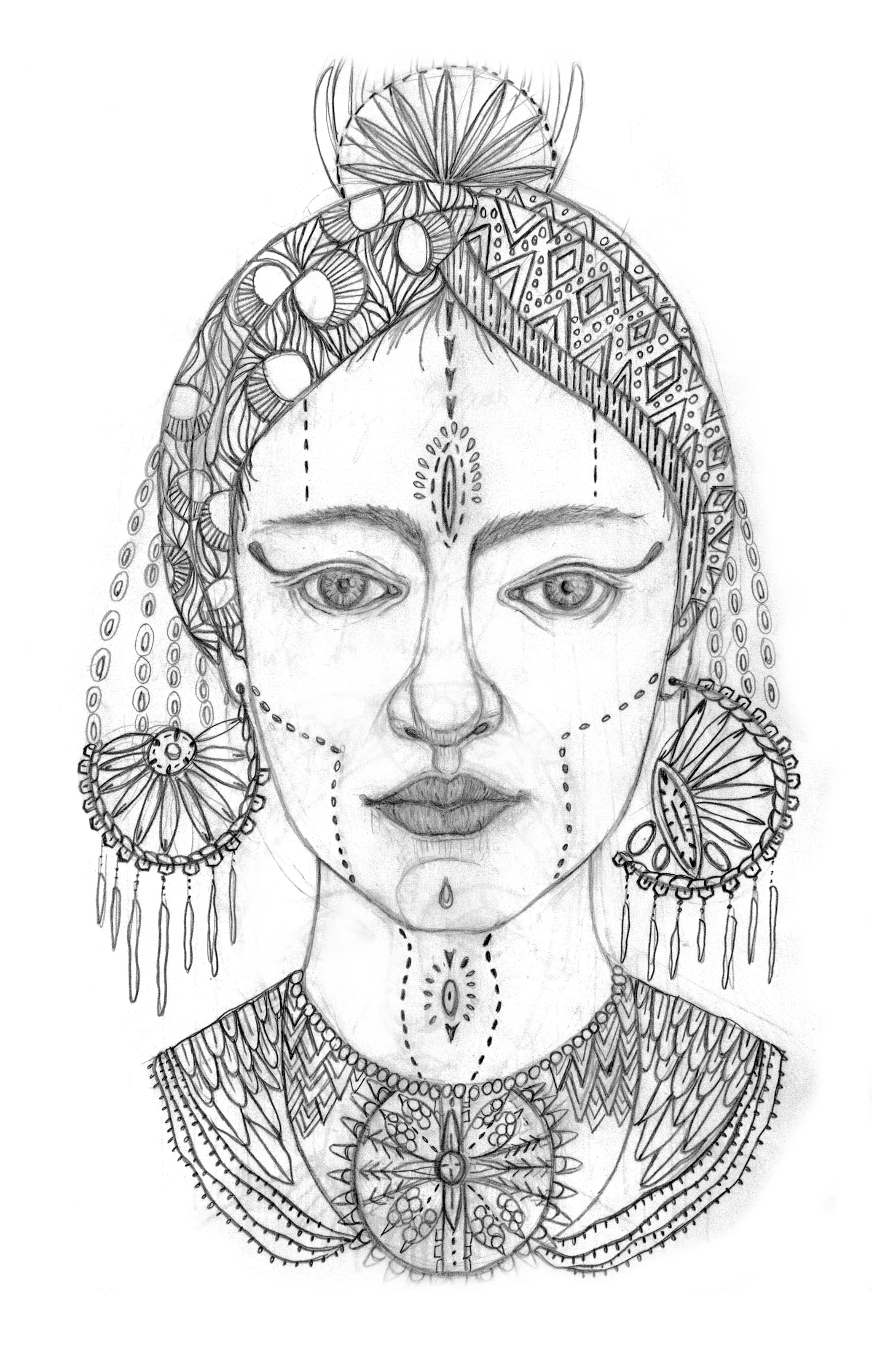 I like to see side by side the first pencil drawing of My Beloved Lakshmi and the painting that came later. It is still unfinished, but I can already see how much she has already blossomed.