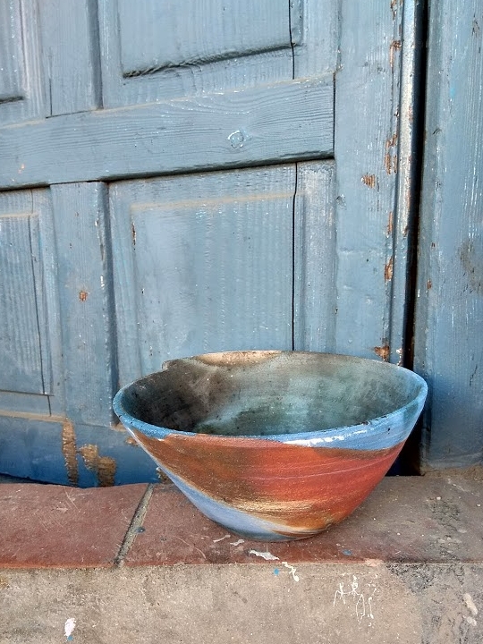 raku blue bowl and door .jpg