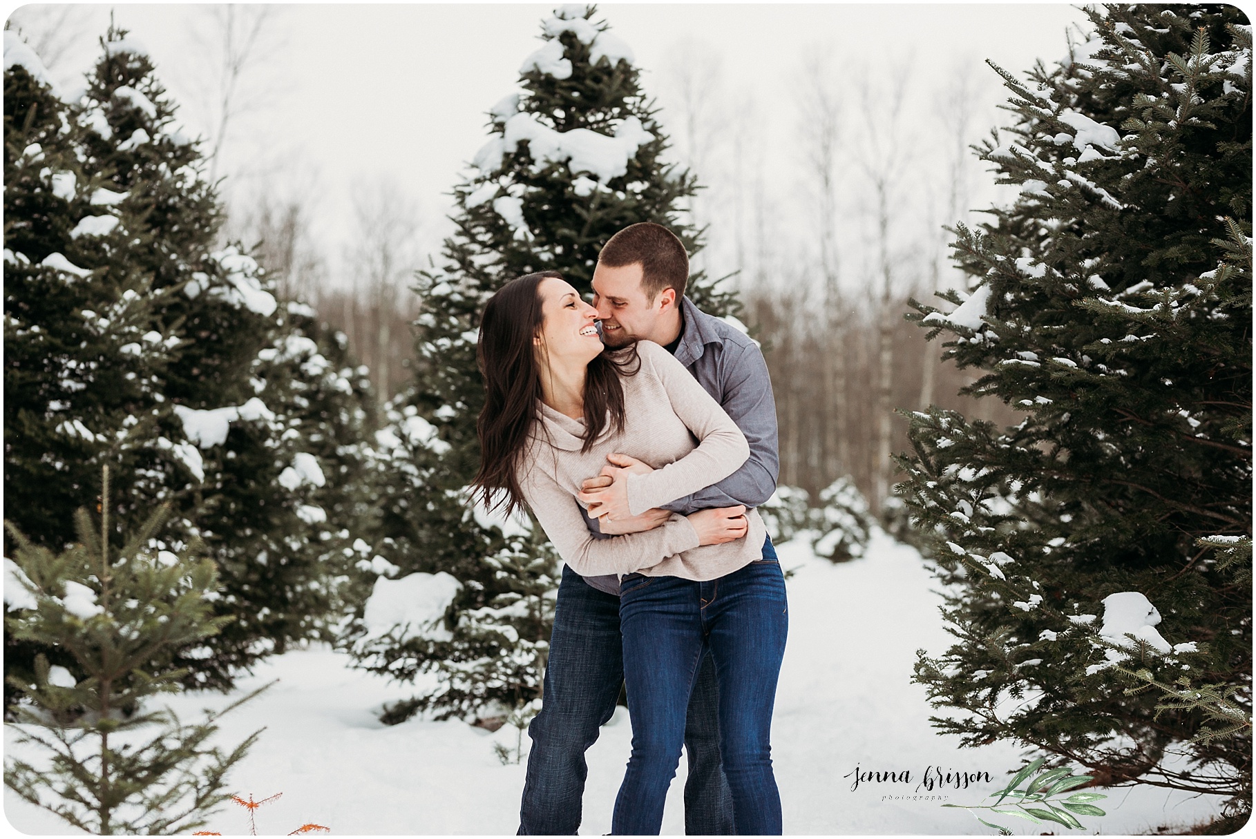 Vermont Winter Engagement Photos Candid