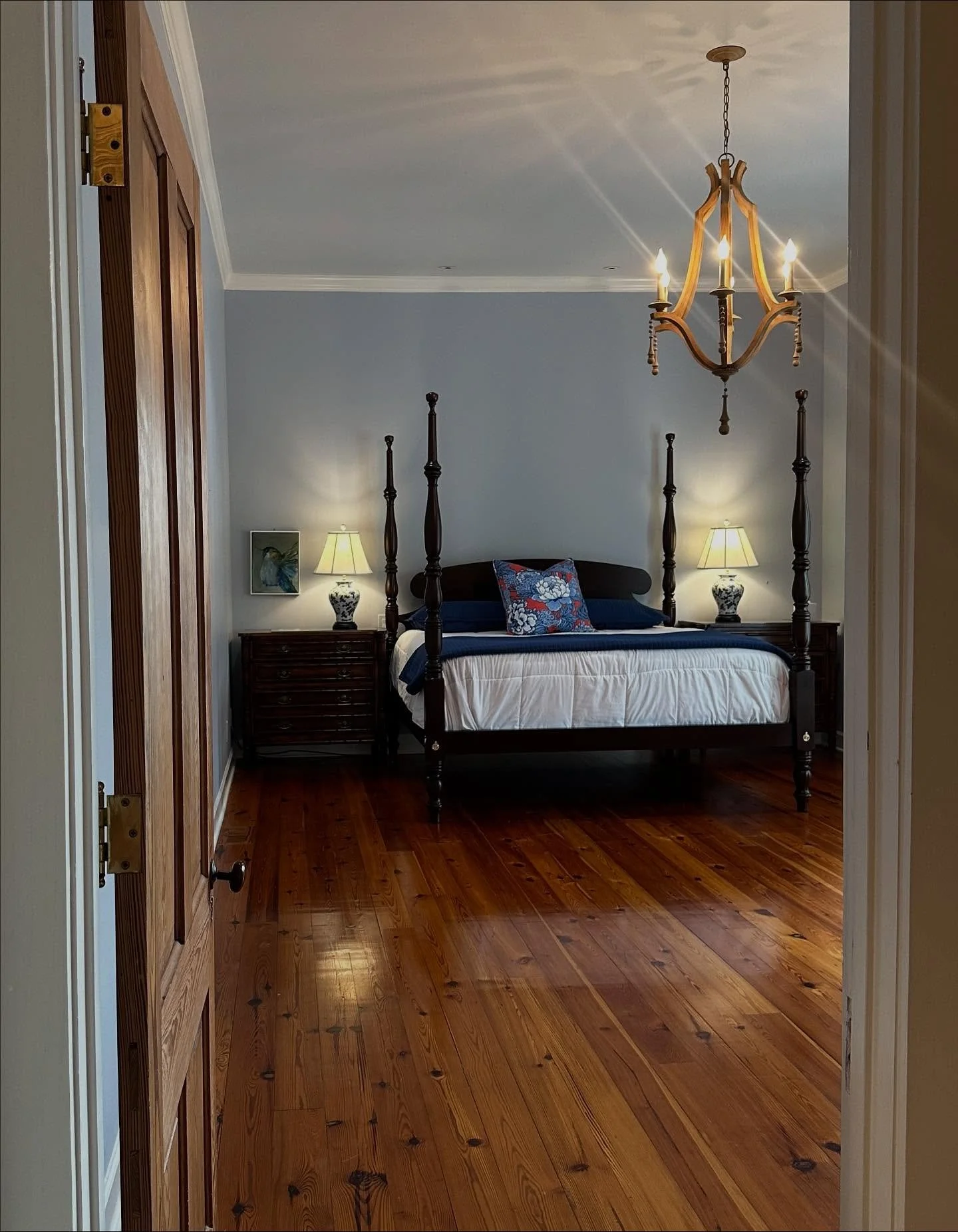 Begin with the ultimate bed, then let your room fall into place. #ReidClassics  A timeless master bedroom coming together on beautiful Lake Martin! 🤎