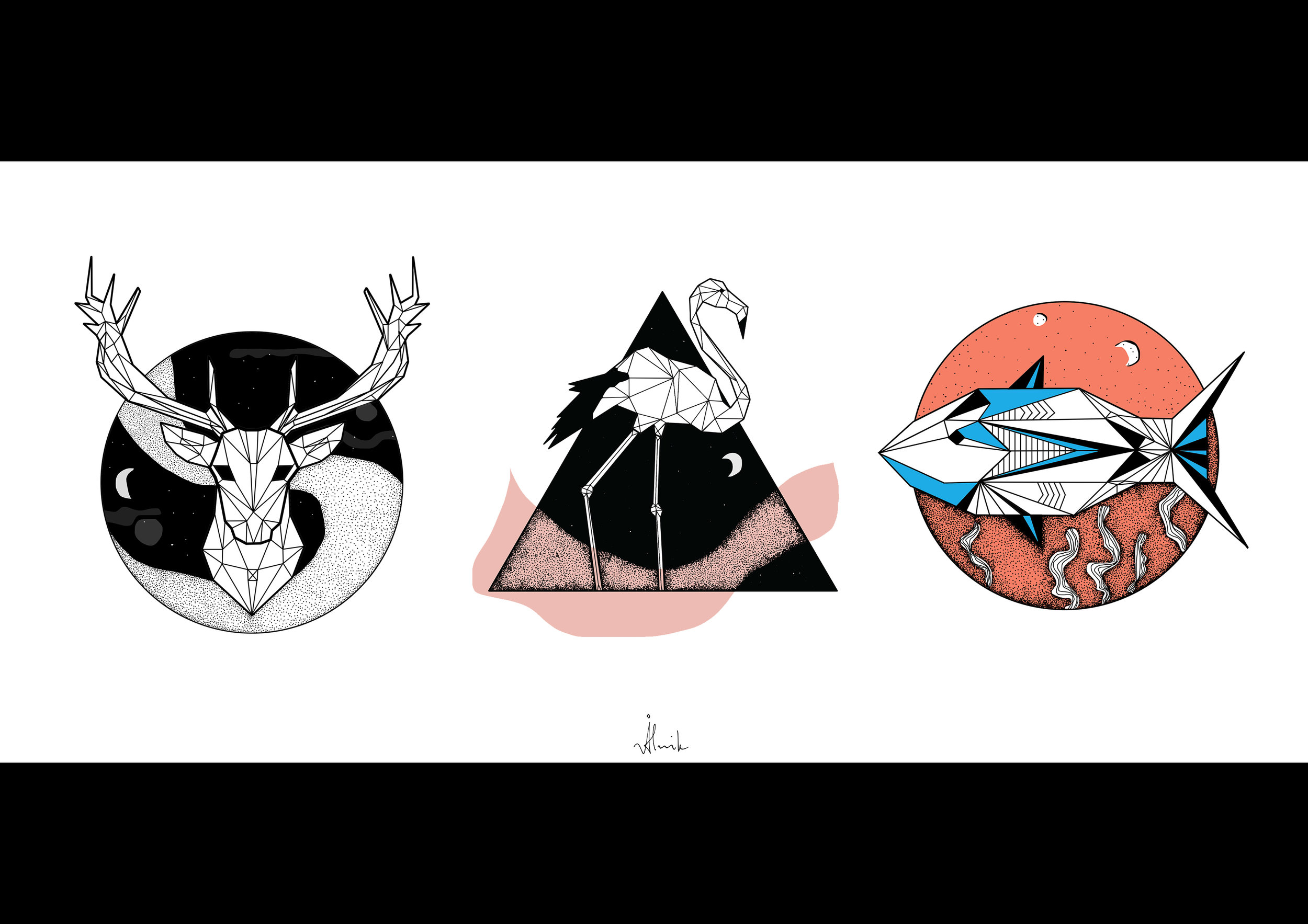 Animals in straight lines