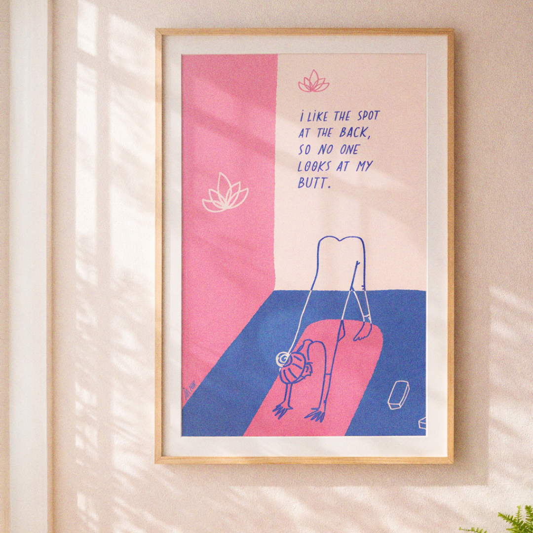Yoga: The Spot at the Back - hand-drawn art prints