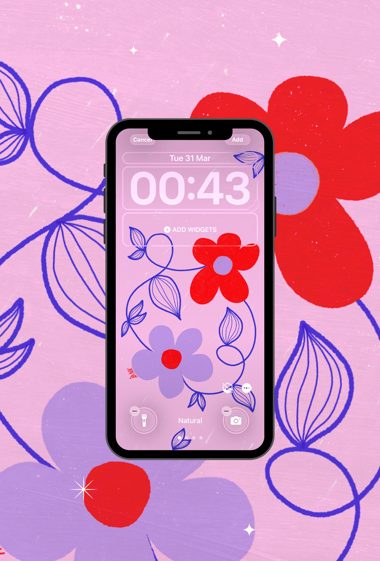 Flower Therapy ~ Hand-drawn iPhone Wallpaper – Digital Download