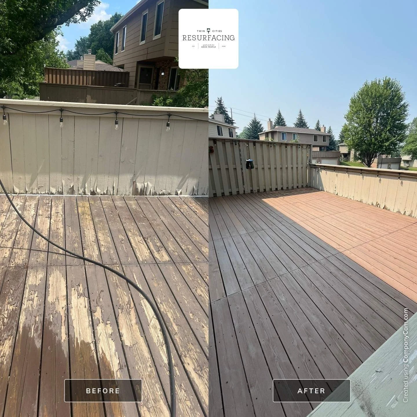 Deck restoration before and after comparison